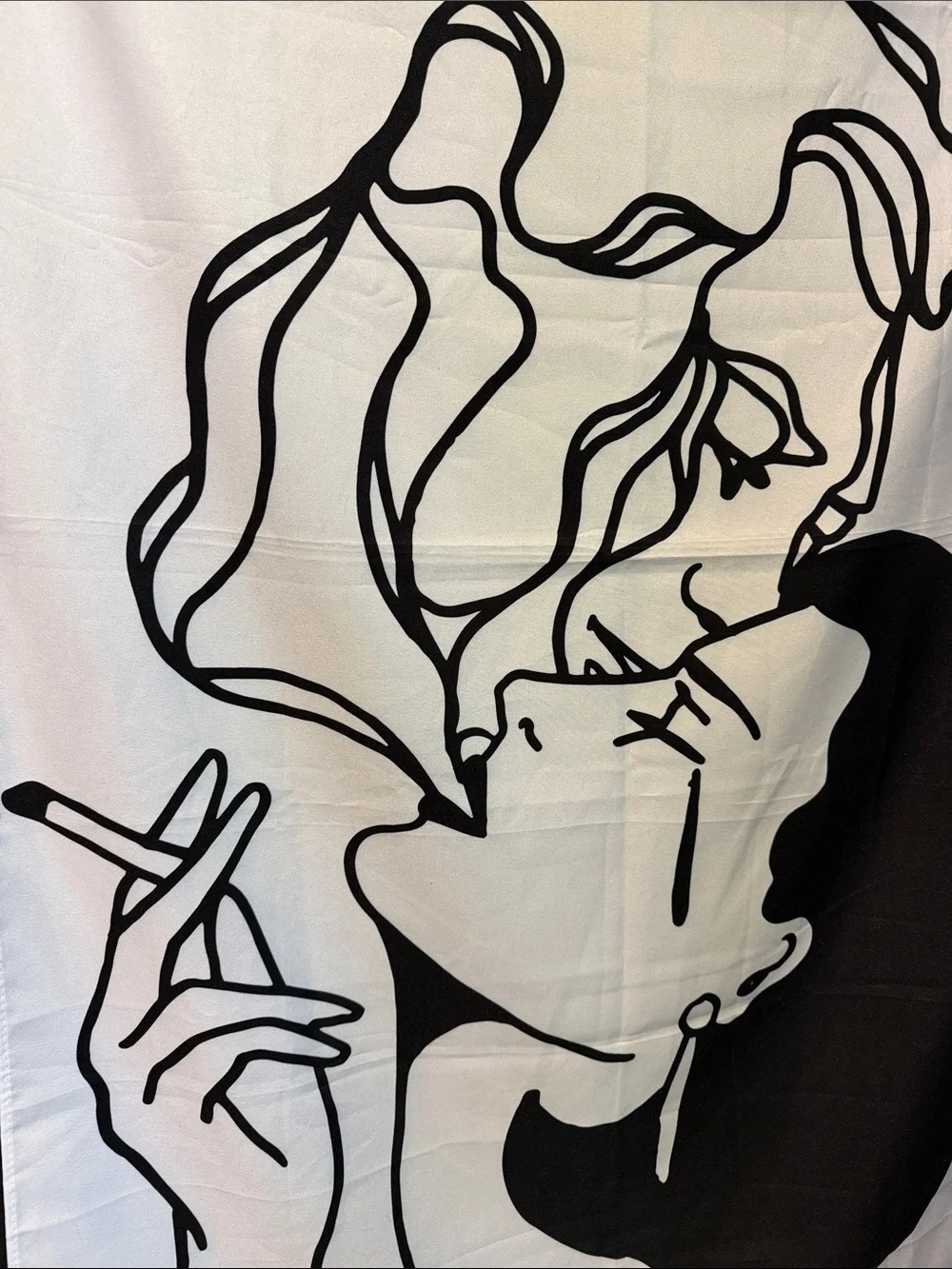 Johnny Bloom Black & White Smoking Silhouette Tapestry/Flag
